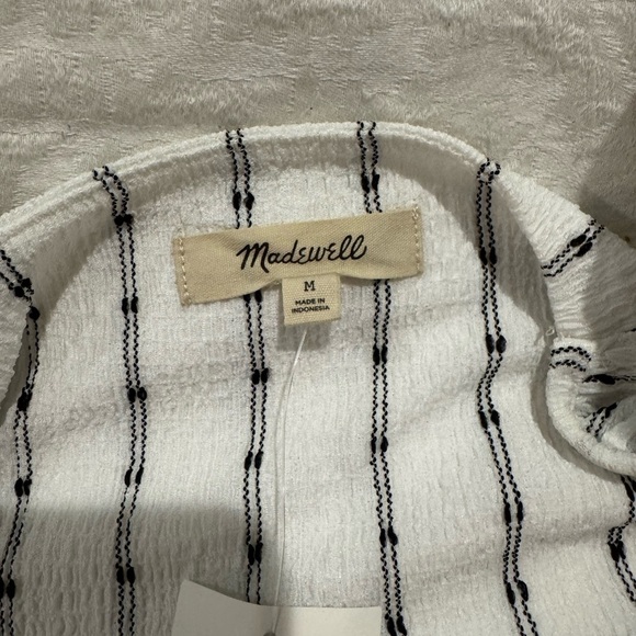 Madewell Puff-Sleeve Empire Top peplum cropped black white - Picture 7 of 8